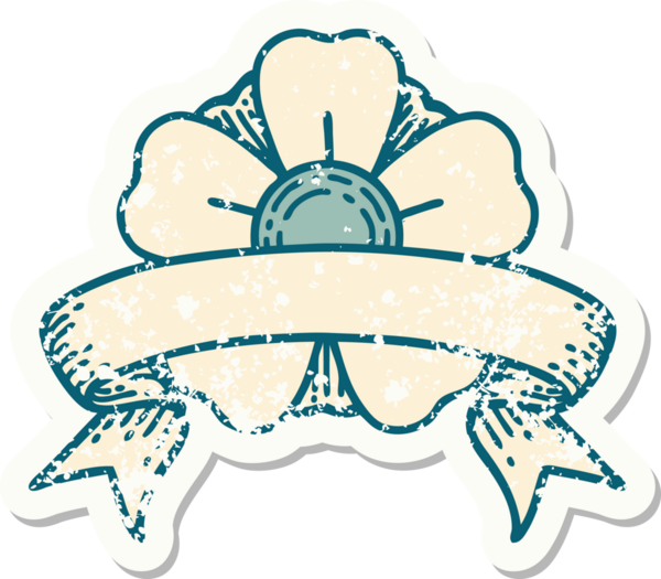 Bir insan tarafından çizilmiş çiçeğin bayrağını taşıyan eski bir etiket.