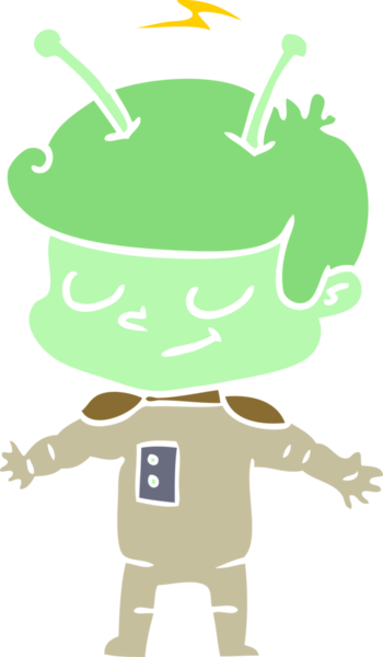 Bir insan tarafından çizilmiş düz renkli çizgi film uzay adamı.