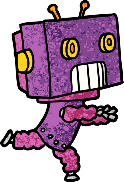 Bir insan tarafından çizilmiş çizgi film robotu