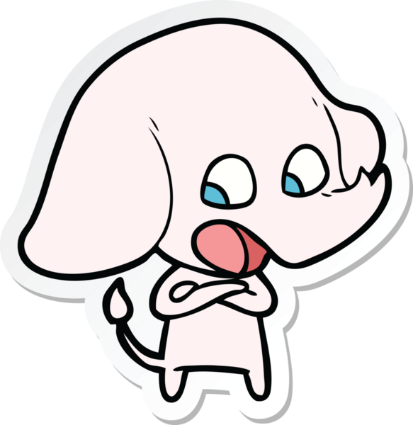 Bir insan tarafından çizilmiş şirin bir fil çıkartması.