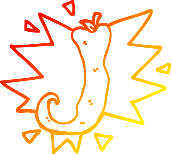 Bir insanın çizdiği kırmızı acı biber çizgi filminin sıcak gradyan çizimi