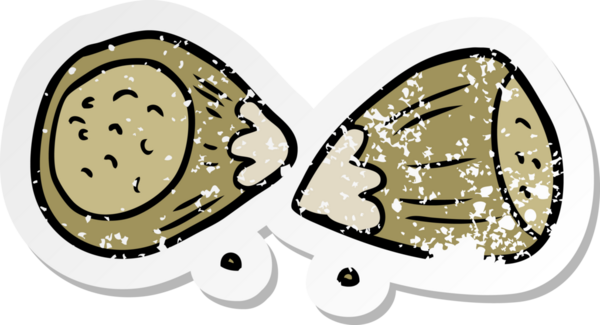 Bir insan tarafından çizilmiş fındıklı karikatür çıkartması.