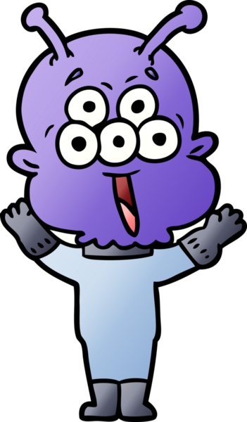 Bir insan tarafından çizilmiş mutlu bir uzaylı çizgi filmi.