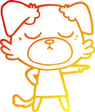 Bir insan tarafından çizilmiş sevimli bir köpeğin sıcak çizgi çizgisi.