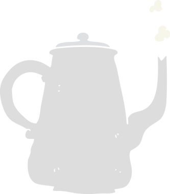 Bir insan tarafından çizilmiş kahve demliğinin düz renk çizimi