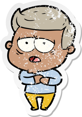 Bir insan tarafından çizilmiş yorgun bir çizgi filmin sıkıntılı çıkartması.