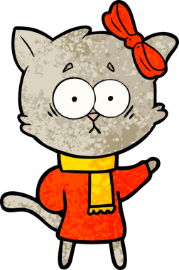 Bir insan tarafından çizilmiş çizgi film kedisi.