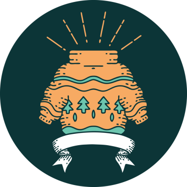 Bir insan tarafından çizilmiş dövme stili Noel kazağının simgesi