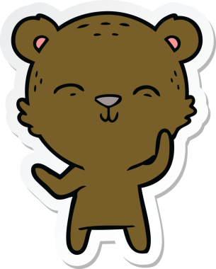 Bir insan tarafından çizilmiş mutlu çizgi film ayısının çıkartması.