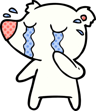 Bir insan tarafından çizilmiş üzgün küçük kutup ayısı çizgi filmi.