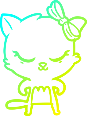 Bir insan tarafından çizilmiş bir çizgi film kedisinin soğuk gradyan çizimi