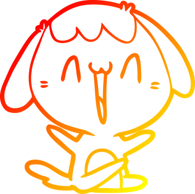 Bir insan tarafından çizilmiş sevimli bir köpeğin sıcak çizgi çizgisi.