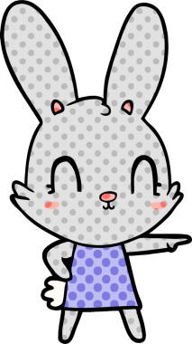 Bir insan tarafından çizilmiş sevimli çizgi film tavşanı.