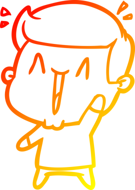 Bir insan tarafından çizilmiş, heyecanlı bir çizgi film çizimi.