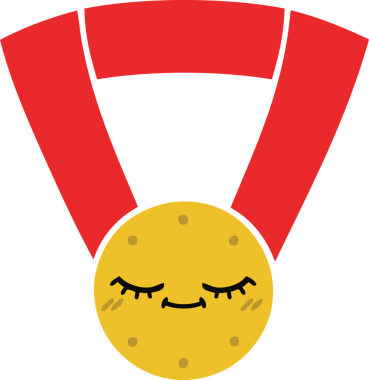 Bir insan tarafından çizilmiş altın madalyanın düz renkli retro karikatürü