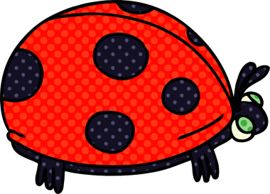 Bir insan tarafından çizilmiş çizgi roman tarzı tuhaf bir uğur böceği.