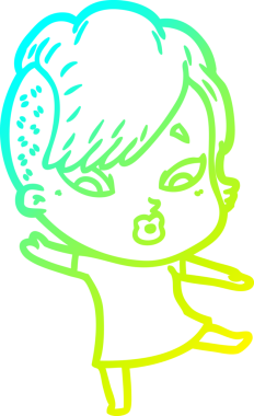 Bir karikatür çizimi, bir insan tarafından çizilmiş bir kızı şaşırttı.