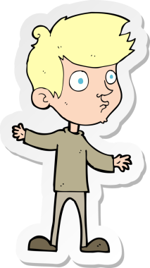 Bir insan tarafından çizilmiş meraklı bir çocuğun çıkartması.