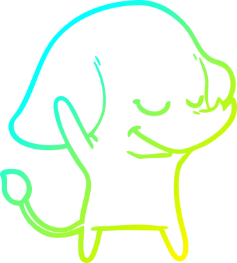 Bir insan tarafından çizilmiş gülümseyen bir filin soğuk gradyan çizimi