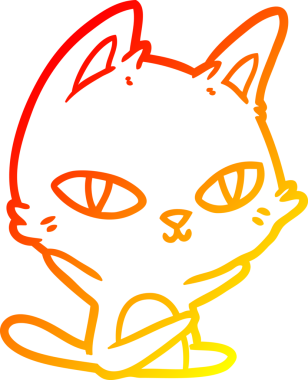 Bir insan tarafından çizilmiş çizgi film kedisinin sıcak çizgi çizimi