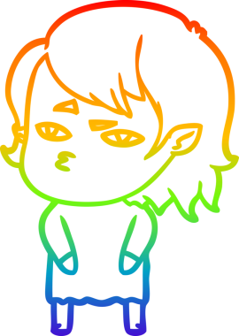 Gökkuşağı gradyan çizimi Bir insan tarafından çizilen vampir kız çizgi