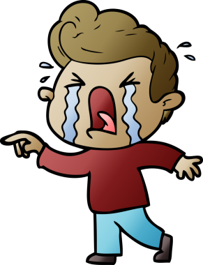 Bir insan tarafından çizilmiş ağlayan bir karikatür.