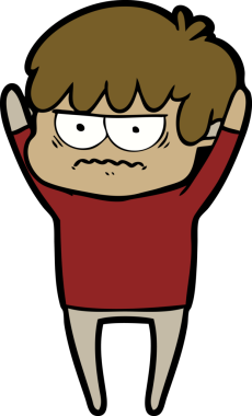 Bir insan tarafından çizilmiş sinirli çizgi film çocuğu.