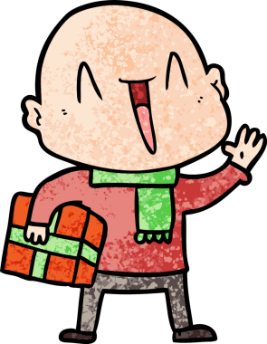 Bir insan tarafından çizilmiş mutlu, kel adam.