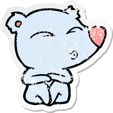 Bir insan tarafından çizilmiş ıslık çalan bir ayının sıkıntılı çıkartması.