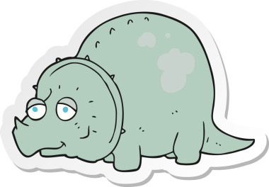 Bir insan tarafından çizilmiş bir dinozorun çıkartması.