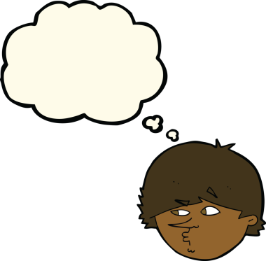 Bir insan tarafından çizilmiş düşünce baloncuğu olan şüpheli bir adam.