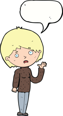 Bir insan tarafından çizilmiş konuşma balonu olan endişeli bir karikatür.