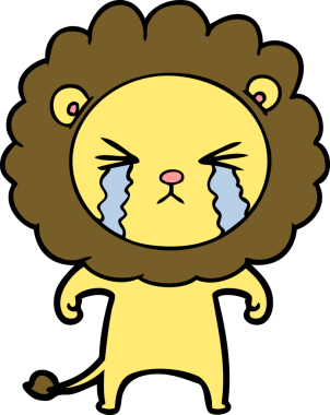 Bir insan tarafından çizilmiş ağlayan bir aslan.