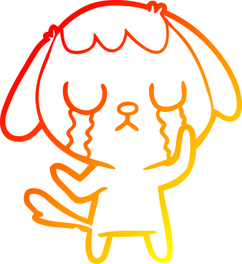 Bir insanın çizdiği ağlayan şirin bir köpeğin sıcak çizgi çizimi.