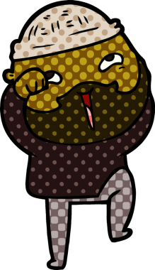 Bir insan tarafından çizilmiş mutlu sakallı bir adam.