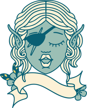 Retro Dövme Tarzı Elf düzenbaz karakter yüzü Bir insan tarafından çizildi