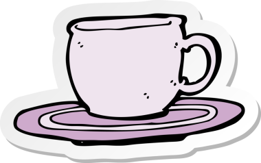 Bir insan tarafından çizilmiş bir çay fincanı etiketi.