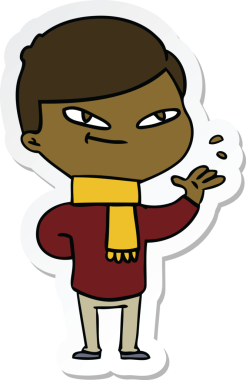 Bir insan tarafından çizilmiş bir çizgi film çocuğunun çıkartması.