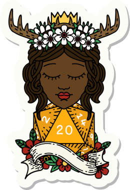 Bir insan tarafından çizilmiş 20 zarlı insan Druid çıkartması.