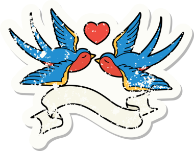 Kırlangıç sancağıyla eski bir etiket ve bir insan tarafından çizilmiş bir kalp.