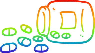 Gökkuşağı gradyan çizgi çizimi Bir insan tarafından çizilmiş haplar kavanozu