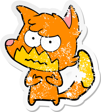 Bir insan tarafından çizilmiş, sıkıntılı bir çizgi film çıkartması.