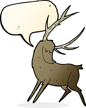 Bir insan tarafından çizilmiş konuşma balonlu karikatür geyiği.