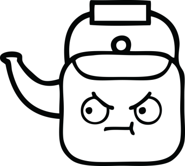 Bir insan tarafından çizilmiş bir çaydanlığın çizgi çizimi