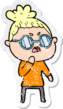 Bir insan tarafından çizilmiş bir karikatürün sıkıntılı çıkartması.