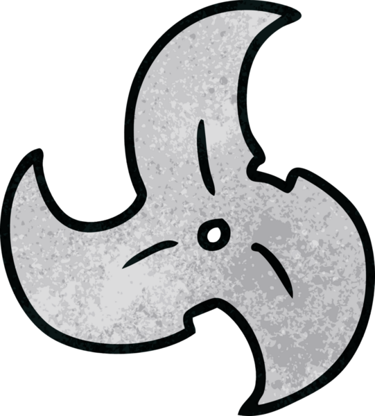 Bir insan tarafından çizilmiş tek bir ninja yıldızının el çizimi karalaması.