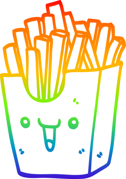 Gökkuşağı gradyan çizgisi bir insanın çizdiği patates kızartması kutusunun çizimi.