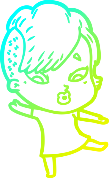 Bir karikatür çizimi, bir insan tarafından çizilmiş bir kızı şaşırttı.