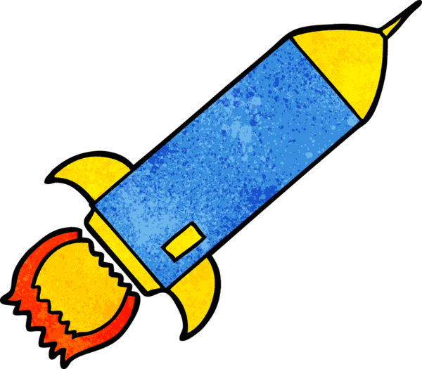bir insan tarafından çizilmiş çizgi film roketi