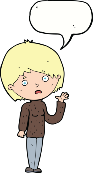 Bir insan tarafından çizilmiş konuşma balonu olan endişeli bir karikatür.